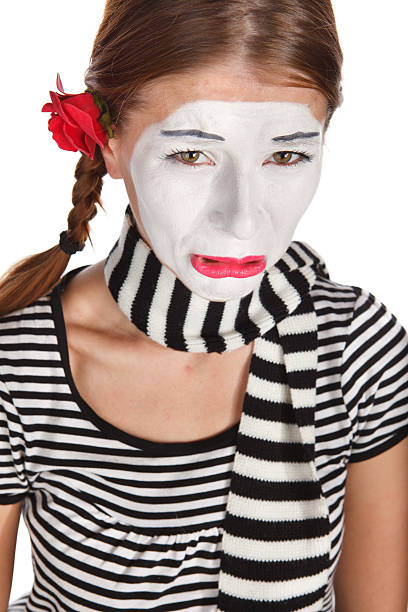 triste ritratto di mime - clown mime sadness depression foto e immagini stock