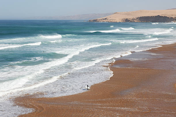 Big waves in a surfing beach stock photo