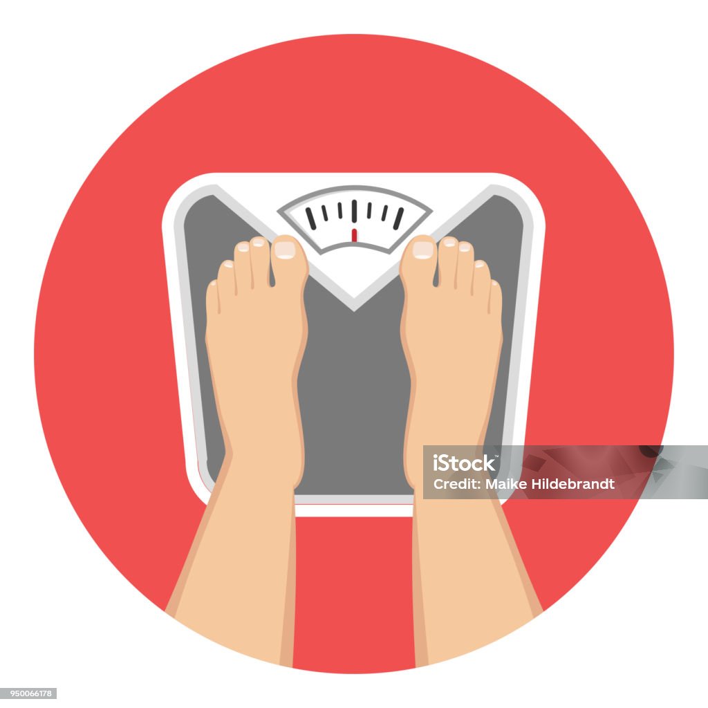 scale balance weight flat design icon person standing on a scale Weight Scale stock vector