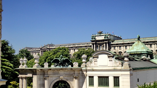 Rooflines in the Hofburg Palace complex in Vienna, Austria