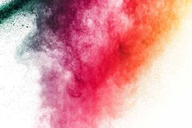 istock Multi color powder explosion isolated on white background. Colored dust splash cloud  on white background. Launched colorful particles on background. Painted Holi in festival. 950067670