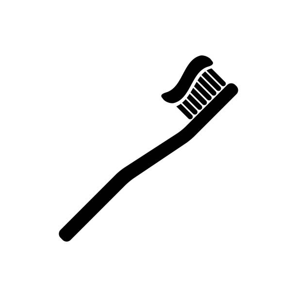 Toothbrush and paste vector icon Simple vector illustration design of toothbrush icon toothbrush stock illustrations