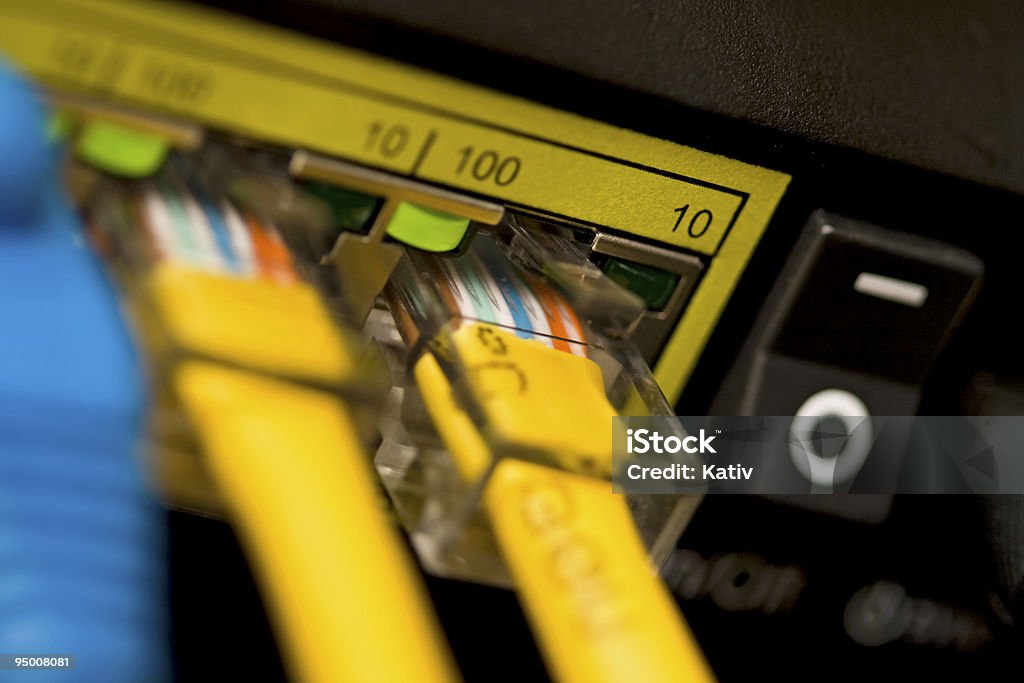 Internet Router and Cable  Bandwidth Stock Photo