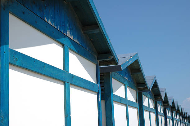 cabañas en la playa - venice italy veneto architecture blue fotografías e imágenes de stock