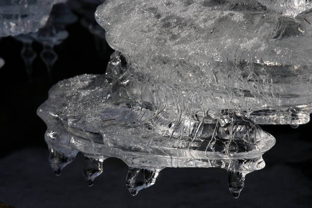 Beautiful ice of Lake Baikal with abstract icicle