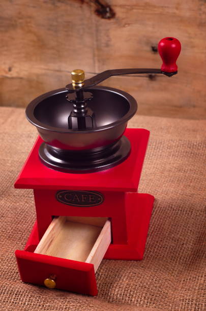 istock High Angle View Of Red Coffee Grinder On Table 950081406