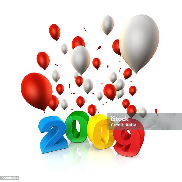 Celebrando O Ano De 2009 - Fotografias de stock e mais imagens de 2009 - 2009, Balão - Enfeite, Claro