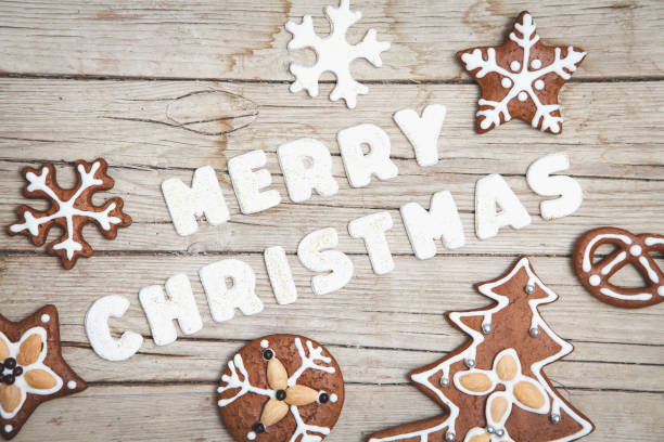 istock High Angle View Of Christmas Decorations And Cookies On Table 950084952
