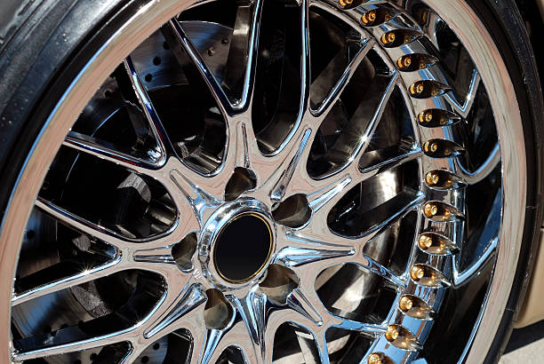 istock The chromeplated rim of a wheel 95010075