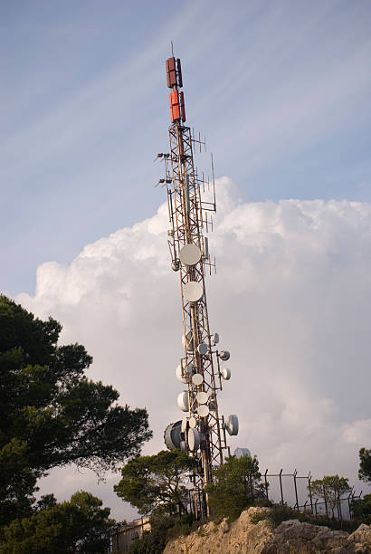 Transmission mast in Mallorca sendemast stock pictures, royalty-free photos & images