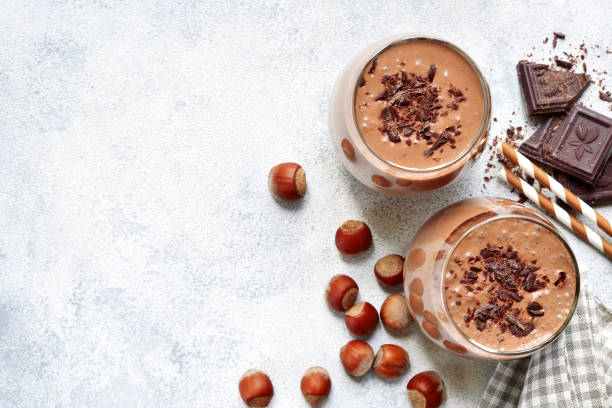Homemade chocolate banana nut smoothies