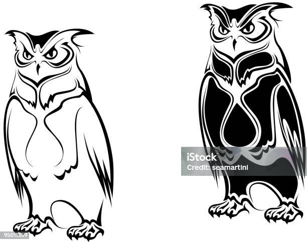 Stary Owl - Stockowe grafiki wektorowe i więcej obrazów Bez ludzi - Bez ludzi, Czarny kolor, Grafika wektorowa