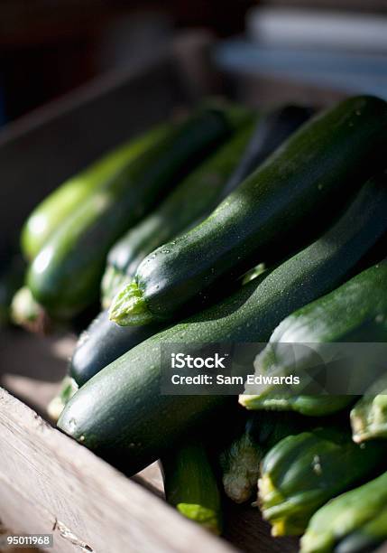 Engradado De Orgânico Curgete - Fotografias de stock e mais imagens de Curgete - Curgete, Mercado de Produtos Agrícolas, Reino Unido