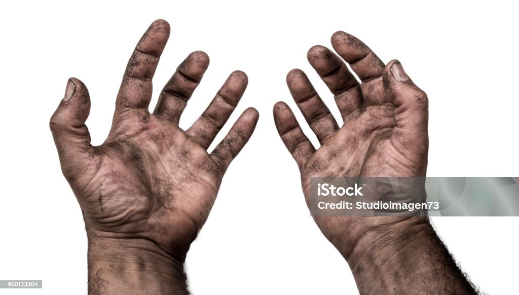 Dirty hands Dirty hand of worker, male Hand Stock Photo