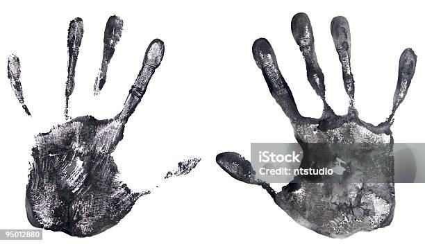 Handprints Foto de stock y más banco de imágenes de Blanco - Color - Blanco - Color, Color - Tipo de imagen, Color negro