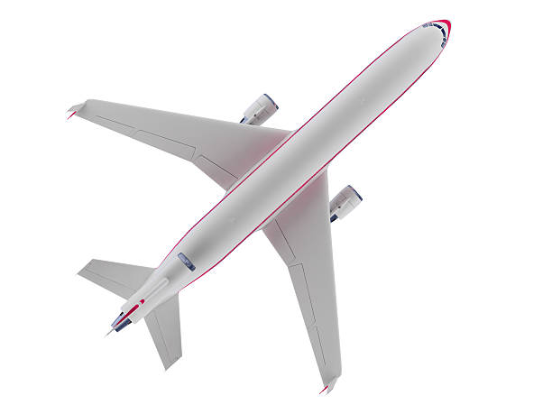 istock Birdseye view of model airplane on white background 95013461