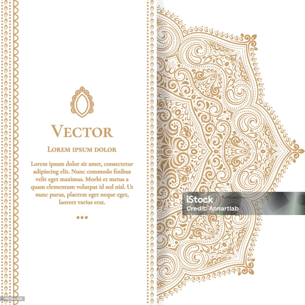 Gold Vintage Greeting Card On A White Background Luxury Ornament Template  Mandala Stock Illustration - Download Image Now - iStock