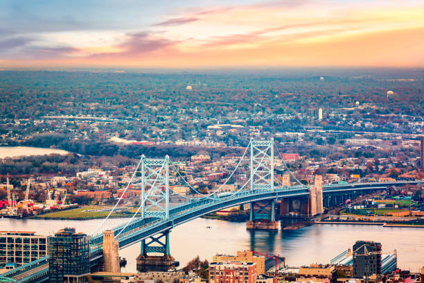istock Aerial view of Ben Franklin bridge 950144574