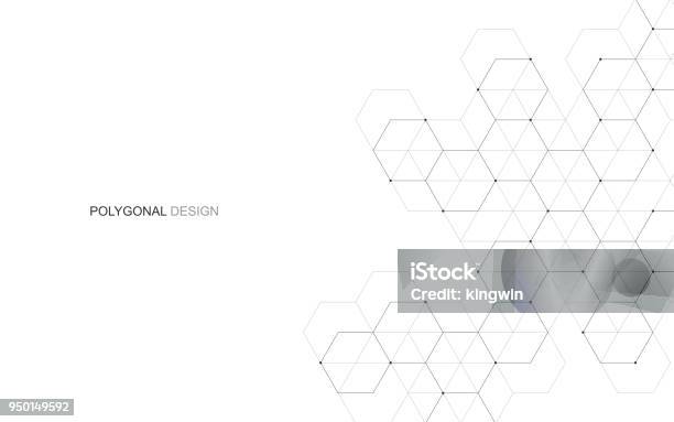 Vector Hexagonal Background Digital Geometric Abstraction With Lines And Dots Geometric Abstract Design Stock Illustration - Download Image Now