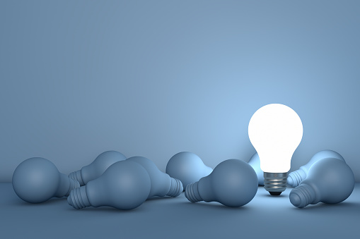 Light Bulbs on blue background