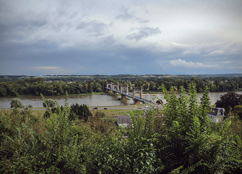Suspension Bridge over Loire - Langeais - France, summer