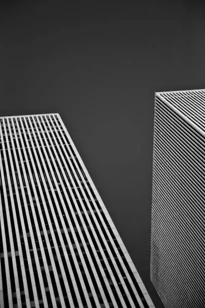 Abstract view of buildings in New York City taken from street level