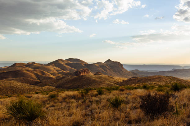 istock Sunset over the Chisos mountains with clouds and sky 950172768
