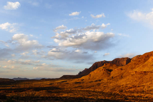 istock Dramatic sunset and sky over desert landscape 950172802