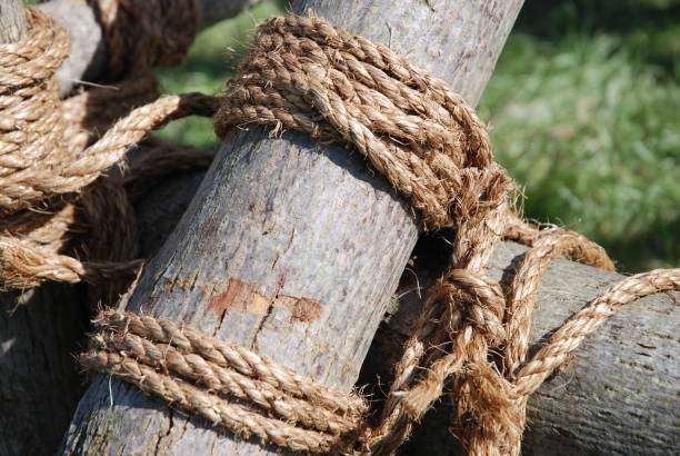 close up of a square lashing used in a pioneering project