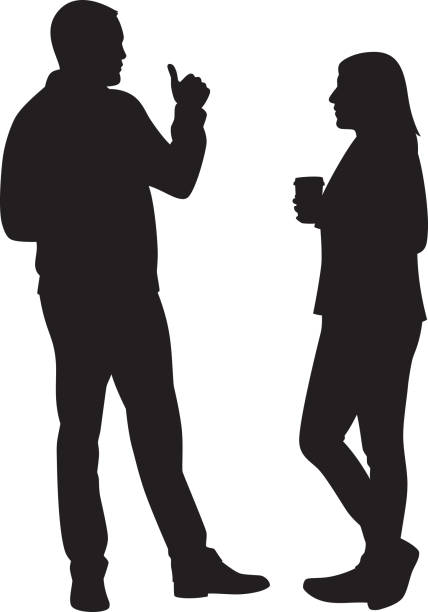 illustrations, cliparts, dessins animés et icônes de couple having conversation silhouette - opposition party