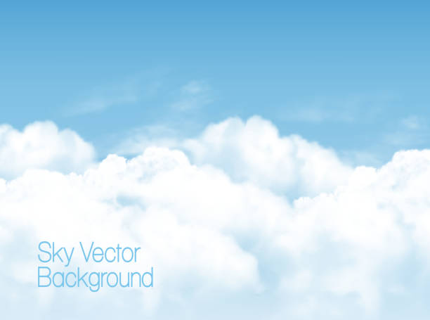 синий фон неба с белыми прозрачными облаками. векторный фон. - cloud cloudscape sky blue stock illustrations