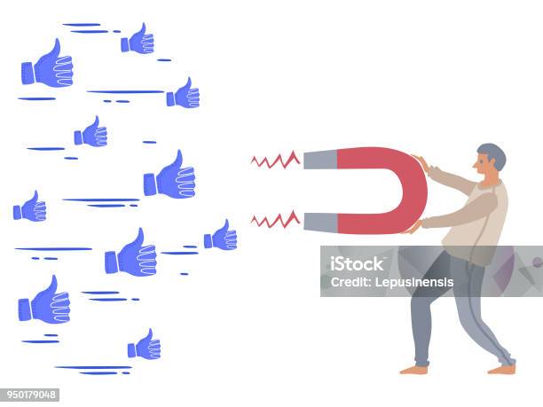 The Power Of Influencer Marketing Is Like The Magnetic Field That Drags Customers Like Icons To The Business Stock Illustration - Download Image Now