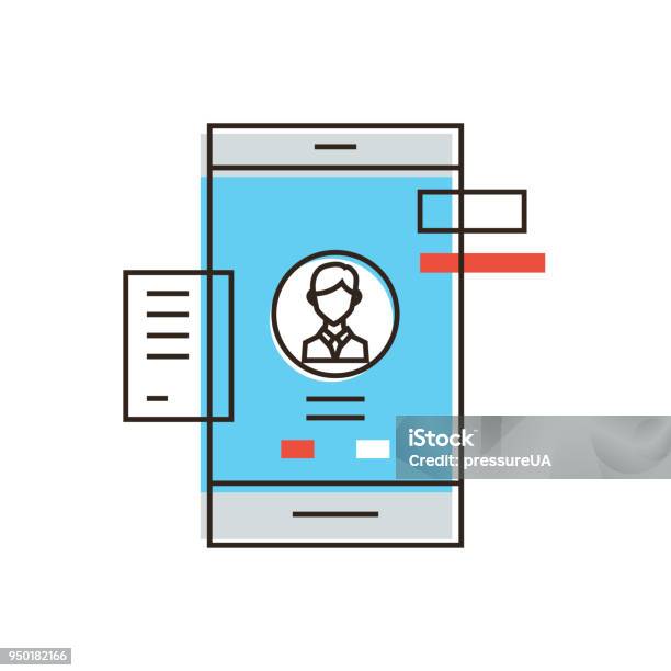 Mobile User Profile Line Icon Concept Stock Illustration - Download Image Now - Profile View, Social Media, Internet