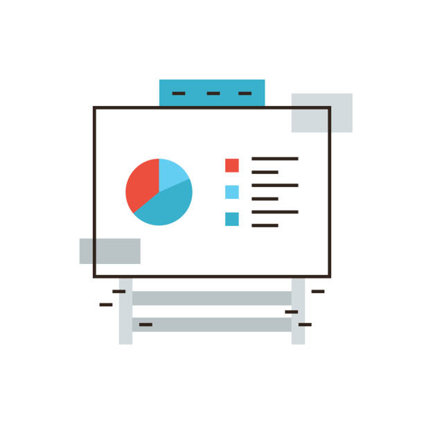 flipchart статистика плоская линия значок концепции - analyzing pie chart scrutiny sales occupation stock illustrations