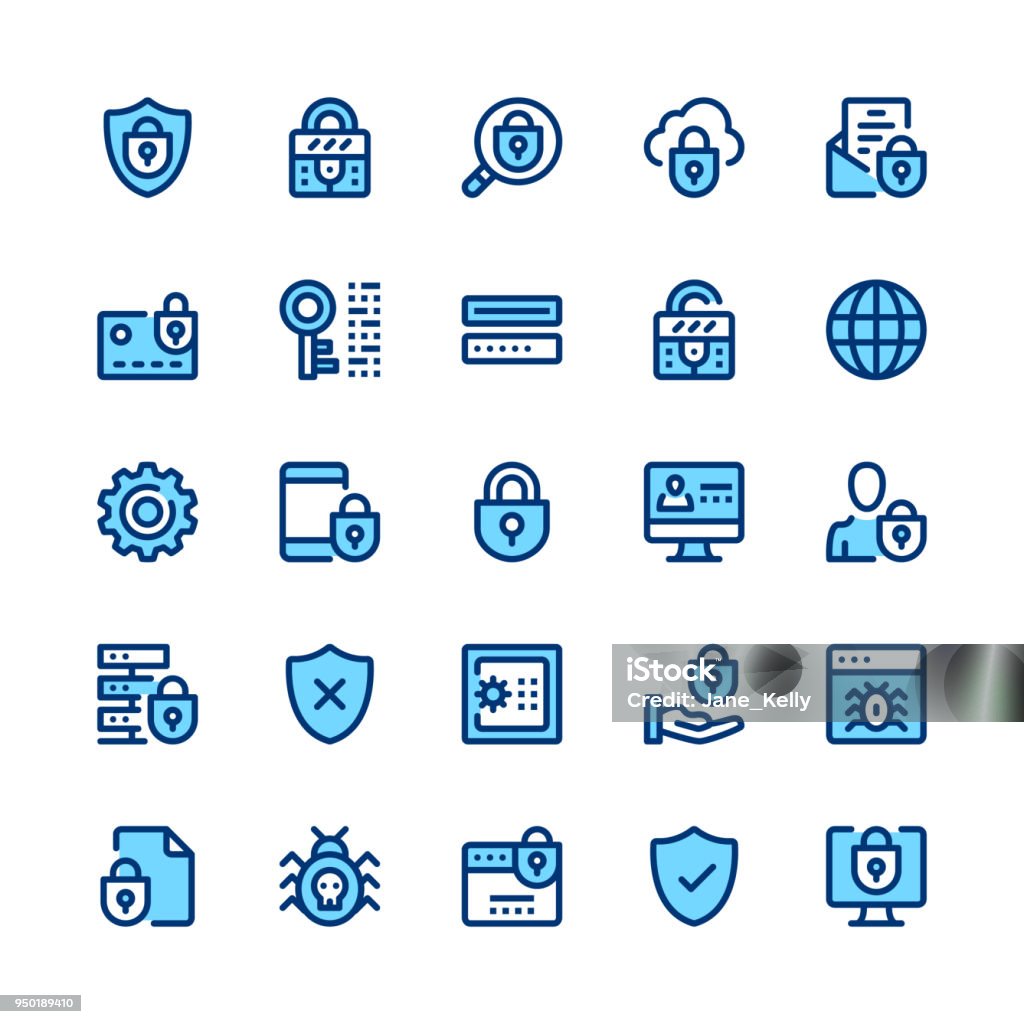 Computer protection, internet security, privacy line icons set. Modern graphic design concepts, simple symbols, linear stroke web elements, pictograms collection. Minimal thin line design. Premium quality. Pixel perfect. Vector outline icons Icon Symbol stock vector