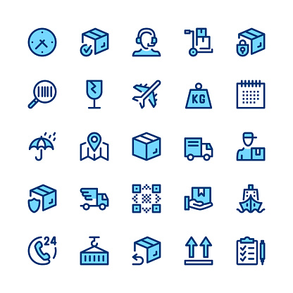 Delivery, logistics line icons set. Modern graphic design concepts, simple symbols, linear stroke web elements, pictograms collection. Minimal thin line design. Premium quality. Pixel perfect. Vector outline icons