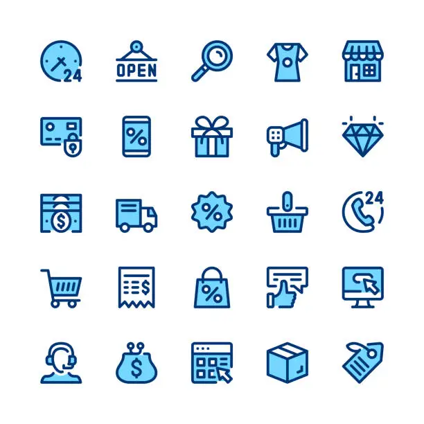 Vector illustration of Ecommerce, internet commerce, online shopping line icons set. Modern graphic design concepts, simple symbols, linear stroke web elements, pictograms collection. Minimal thin line design. Premium quality. Pixel perfect. Vector outline icons