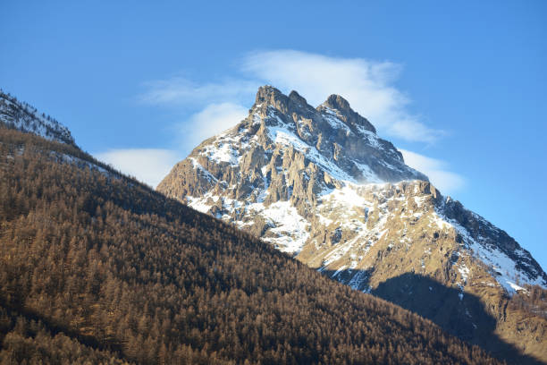 istock French Alps mountains and trees against clear blue sky. Parc Ecrins 950192946