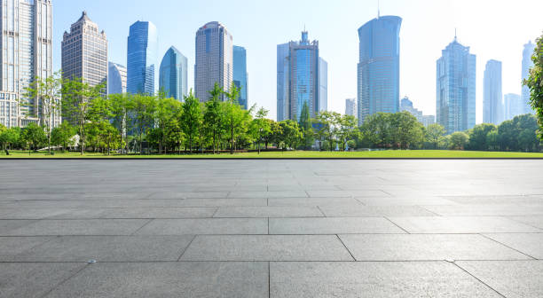 istock panoramic skyline and buildings with empty square floor in shanghai 950196604