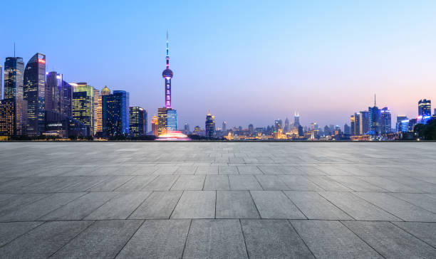 istock empty square and city skyline scene in shanghai 950203704