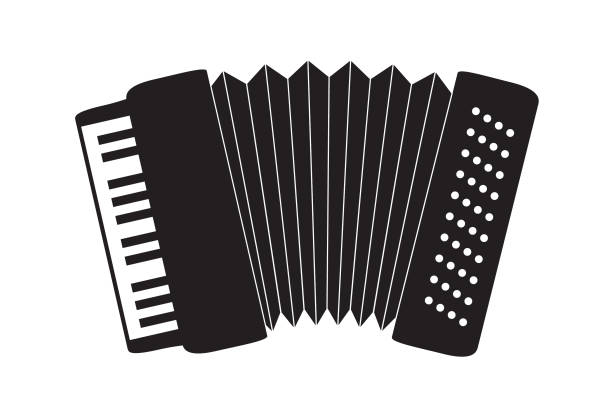 accordion icon accordion forró tango waltz on white background icon of accordion, musical instrument also known as accordion. used to play forró. accordion instrument stock illustrations