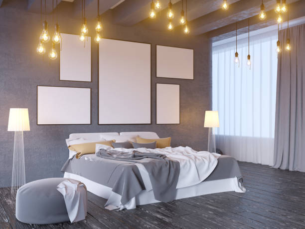 istock mock up poster with vintage pastel hipster minimalism loft interior background, 3D rendering, 3D illustration 950204190