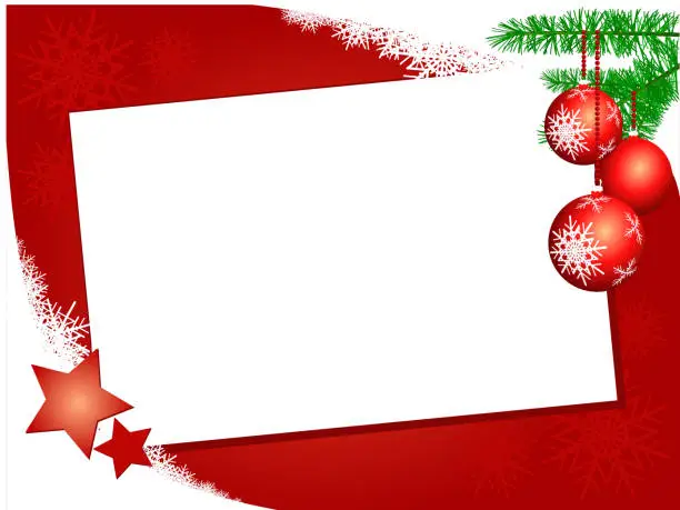 Vector illustration of Christmas background with decorations and white card