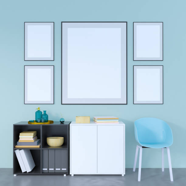 istock Mock up poster, hipster, 3d illustration poster,  rendering,  retro,  room,  style,  template,  toy,  up,  wall,  white 950220146