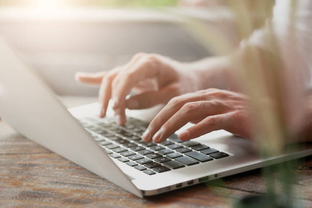 istock Young male freelancer sitting in cafe working in laptop 950225894