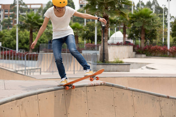 istock Skateboarder on skatepark ramp 950226836