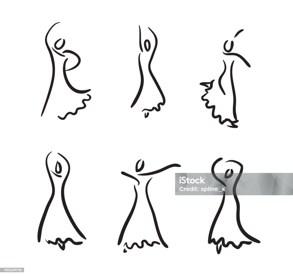 Flamenco dancer. Flamenco dancer. Vector sketch set. Adult stock vector