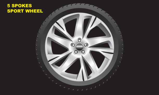 5 스포크 휠 벡터 디자인. - alloy wheel stock illustrations