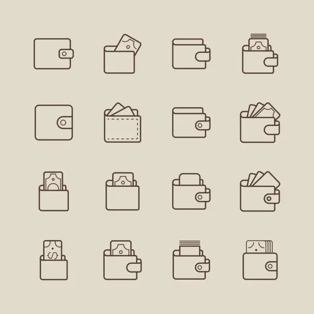 Vector illustration of Wallet and Money Icons