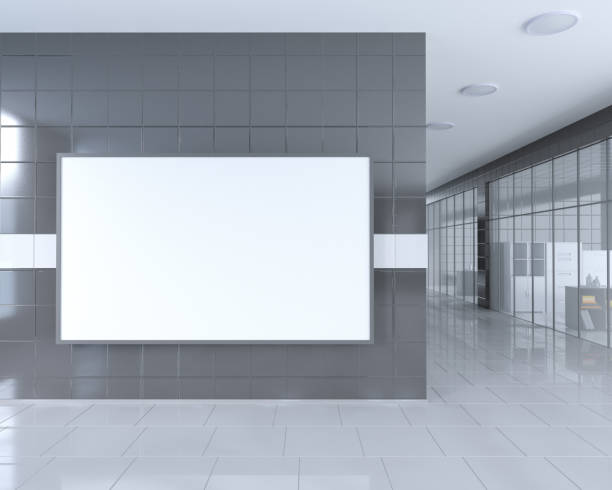 istock Blank roll up banner stand in bright office interior with clipping path around ad stand. 3d illustration 950249904